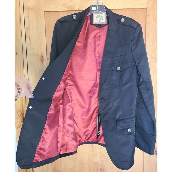 NEW Vassari Italy Black Tailored Jacket SMALL Sharp Preppy Downtown Fitted S - Picture 4 of 11